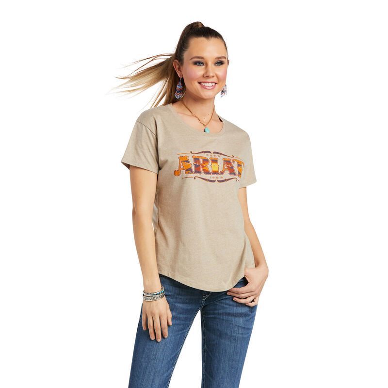 Ariat Wordmark - Naisten Khaki T-Paidat ( VYONPD-675 )